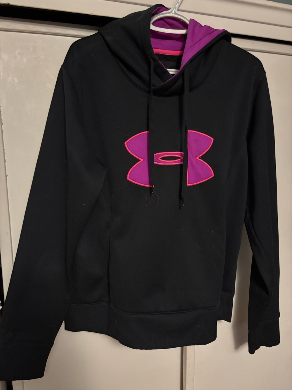 Under Armor, Black Hoodie with Pink and Purple Trim